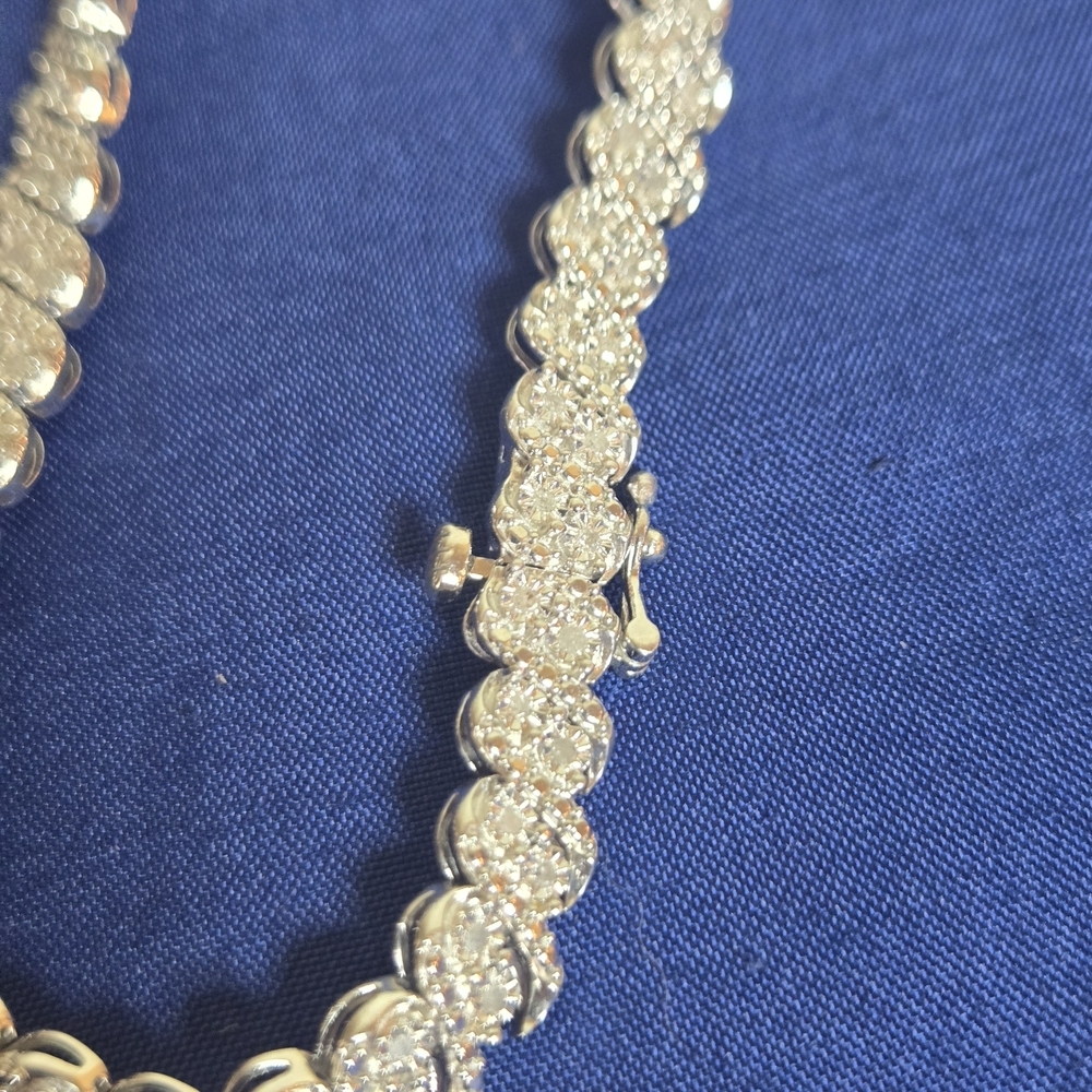 Elegant Silver And Diamond Women's Bracelet